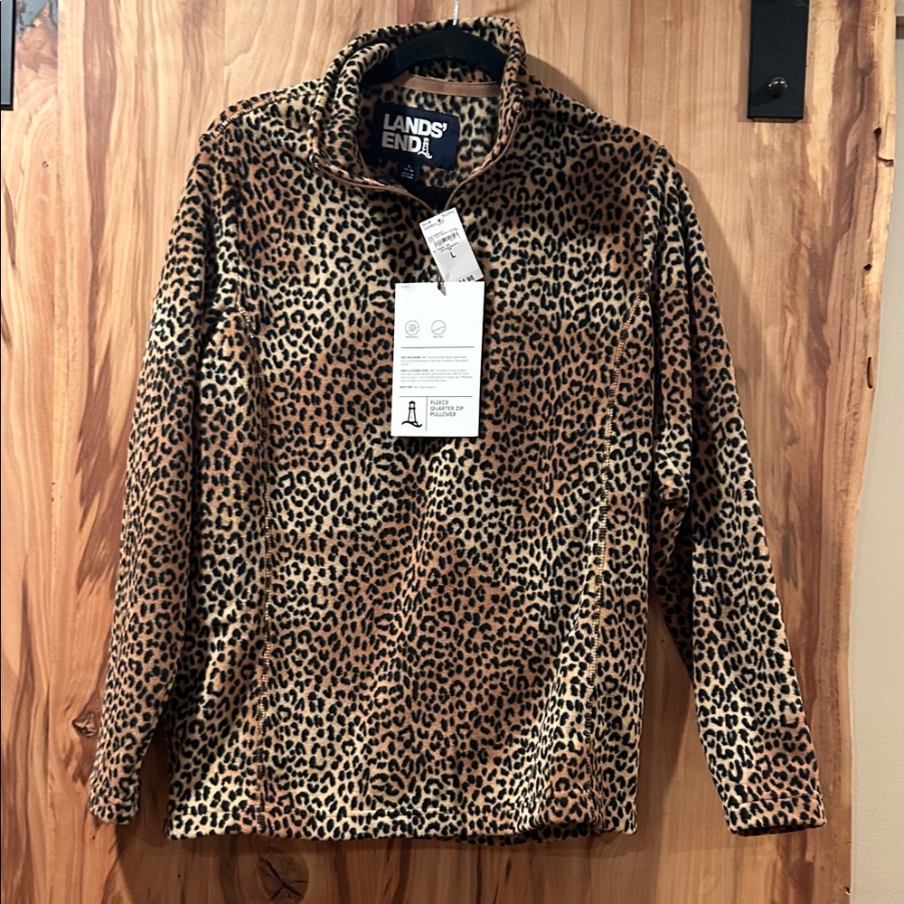 Lands' End Animal Print Fleece Jacket